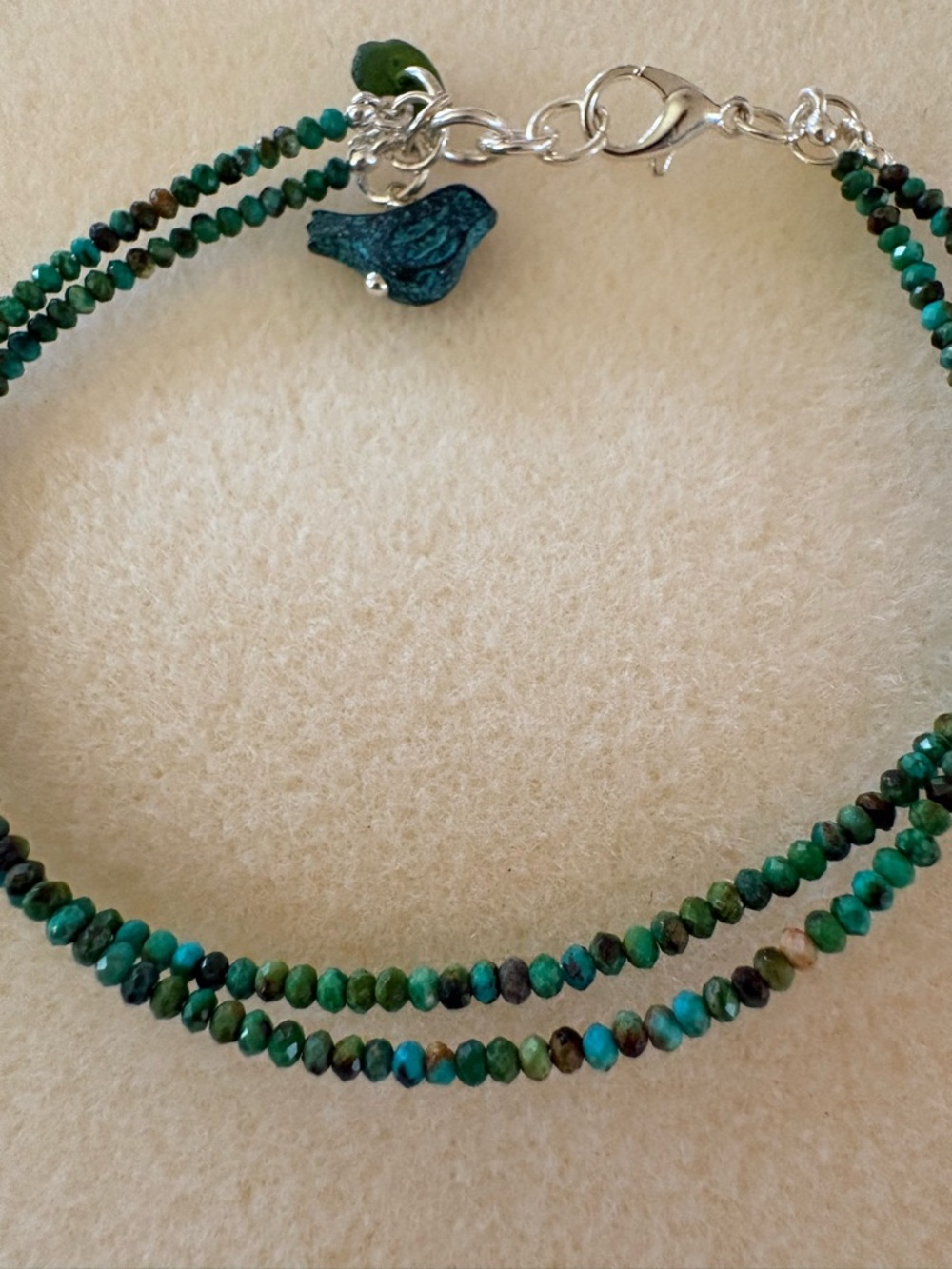 Hubei Turquoise 2 mm Minimalist Double-Strand Bracelet - Picture 3 of 4